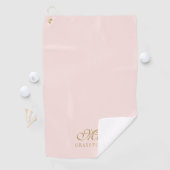 Elégant Blush Rose & Or Madame Nom Golf Serviette (En situation)