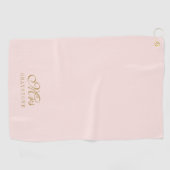 Elégant Blush Rose & Or Madame Nom Golf Serviette (Horizontal)