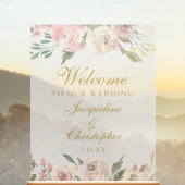 Elégant Blush Rose or Mariage Floral Bienvenue