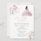 Elégant Blush Rose Quinceanera Invitation (Devant)