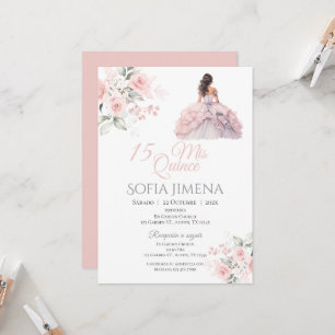 Elégant Blush Rose Quinceanera Invitation