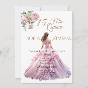 Elégant Blush Rose Quinceanera Invitation