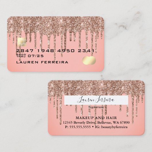 Élégant Blush Rose Sparkly Drivers Carte de crédit (Devant / Derrière)