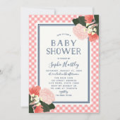 Elégant Blush Roses Floral Baby shower Invitation (Devant)