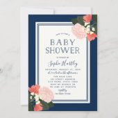 Elégant Blush Roses Floral Baby shower Invitation (Devant)