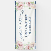 Elegant Blush Roses Floral Wedding Reception Spandoek (Verticaal)