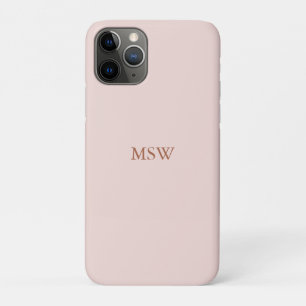 Elegant blush roze aangepaste monogram initiaal iPhone 11 pro hoesje