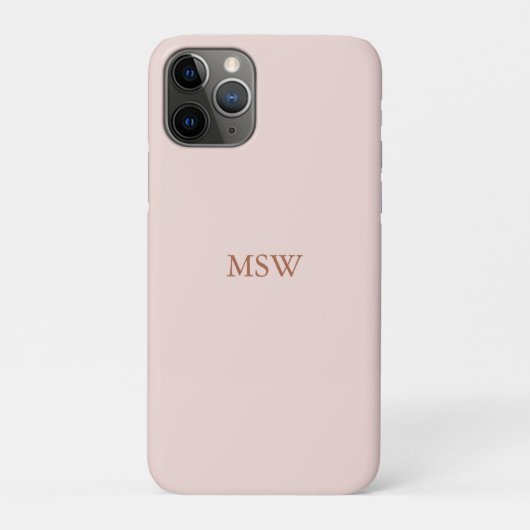 Elegant blush roze aangepaste monogram initiaal Case-Mate iPhone case (Achterkant)