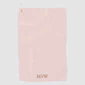 Elegant blush roze aangepaste monogram initiaal golfhanddoek (Voorkant)