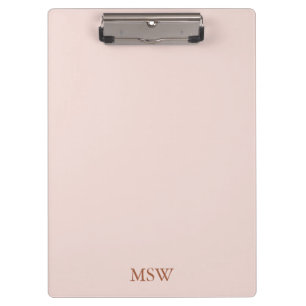 Elegant blush roze aangepaste monogram initiaal klembord