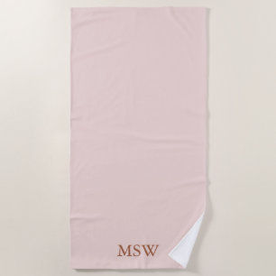 Elegant blush roze aangepaste monogram initiaal strandlaken