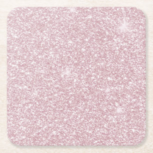 Elegant blush roze abstracte trendy girale glitter vierkante kartonnen onderzetter