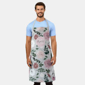 Elegant Blush Roze Bloemen Botanisch ontwerp Schort (Gedragen)