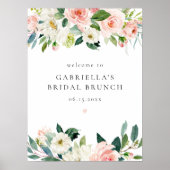 Elegant Blush Roze Bloemen Bruids Brunch Welkom Poster (Voorkant)