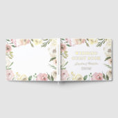 Elegant Blush Roze Bloemen Custom Gouden Folie Bru Gastenboek (Volledig)