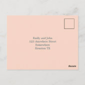 Elegant Blush Roze Bloemen Grijs Script Bruiloft R Briefkaart (Achterkant)
