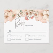 Elegant Blush Roze Bloemen Grijs Script Bruiloft R Briefkaart (Voorkant)