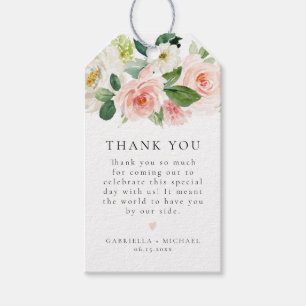 Elegant Blush Roze Bloemen Groen Dank u Favor Cadeaulabel