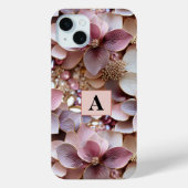 Elegant Blush Roze Bloemen Petals Monogram Chic Case-Mate iPhone Case (Achterkant)