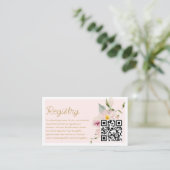 Elegant Blush Roze Bloemen Register QR Code Kaart (Staand voorkant)