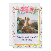 Elegant Blush Roze Bloemen Waterverf Bruiloft