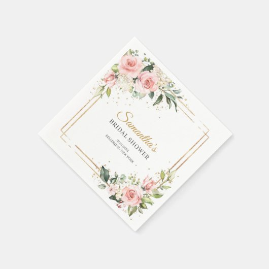 Elegant Blush roze bloemengroen Bruidsdouche Servet (Hoek)