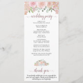 Elegant Blush Roze Boho Waterverf Bloemen Bruiloft Programma (Achterkant)