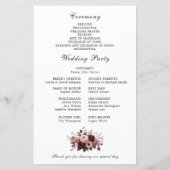 Elegant Blush Roze Bourgondië Floral bruiloft prog (Achterkant)