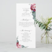 Elegant Blush Roze Bourgondië Floral Foliage Bruil Programma (Staand voorkant)