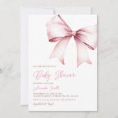 Elegant Blush Roze Bow Coquette Meisje Baby shower Kaart (Voorkant)