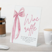 Elegant Blush Roze Bow Wijn Raffle Game Sign Reclamebord Met Voetstuk (Insitu)