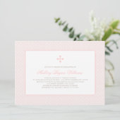 Elegant Blush Roze Cross Pattern Baby Meisje Dop Kaart (Staand voorkant)