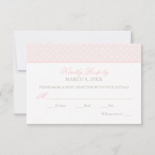 Elegant Blush Roze Cross Pattern Baby Meisje Dop RSVP Kaartje