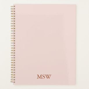 Elegant blush roze custom monogram initialen eenvo planner