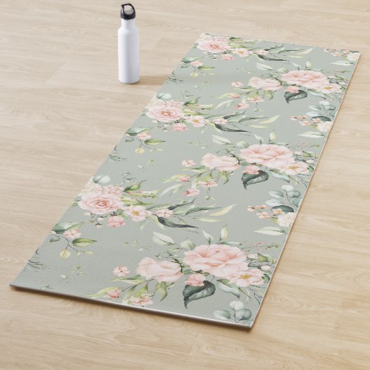 Elegant Blush Roze Eucalyptus Sage Green Yogamat (In situ)