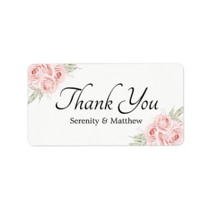 Elegant Blush Roze Floral Hartelijk dank Etiket
