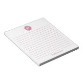 Elegant Blush Roze Gepersonaliseerd Monogram Notitieblok (Schuin)