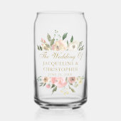 Elegant Blush Roze Goud Bloemen Bruiloft Custom Blikvorm Glas (Voorkant)