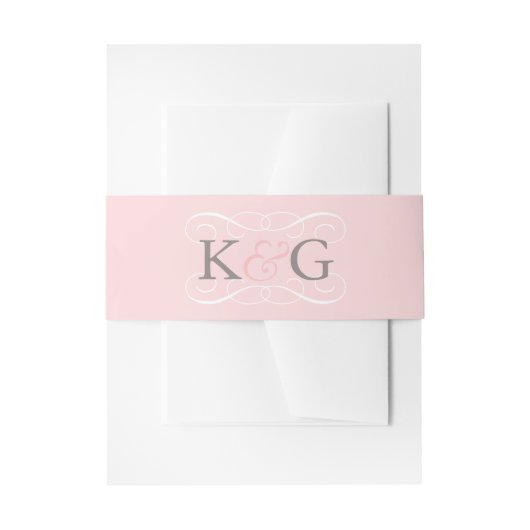 Elegant Blush Roze Grijs Bruiloft Monogram Initial Uitnodigingen Wikkel (Voorkant Voorbeeld)