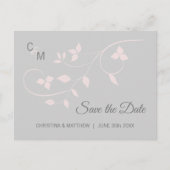 Elegant Blush Roze & Grijs Bruiloft SAVE THE DATE Aankondigingskaart (Voorkant)