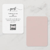 Elegant Blush Roze Guest Information QR Code Informatiekaartje (Voorkant / Achterkant)