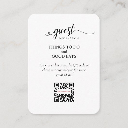 Elegant Blush Roze Guest Information QR Code Informatiekaartje (Voorkant)