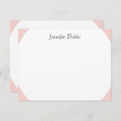 Elegant Blush Roze handgeschreven Script Name Mode Notitiekaartje (Voorkant / Achterkant)