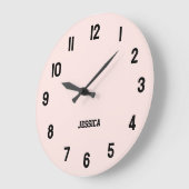 Elegant Blush Roze met zwarte cijfers gepersonalis Grote Klok (Hoek)