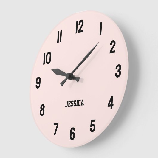 Elegant Blush Roze met zwarte cijfers gepersonalis Grote Klok (Hoek)