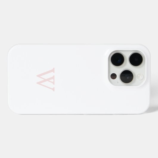 Elegant Blush Roze Monogram Initiaal Wit Case-Mate iPhone Case (Achterkant (horizontaal))