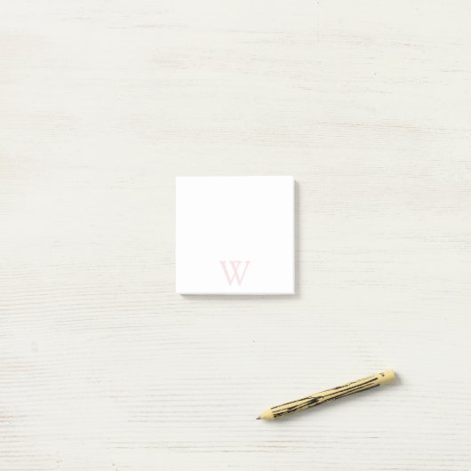 Elegant Blush Roze Monogram Initiaal Wit Post-it® Notes (Op bureau)