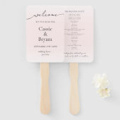 Elegant Blush Roze Ombre Modern Huwelijksprogramma Handwaaier (Voorkant en achterkant)