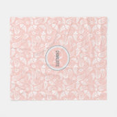 elegant blush roze paisley monogram fleece deken (Voorkant (Horizontaal))