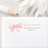 Elegant Blush Roze Pastel Bow Meisje Baby shower Etiket (Insitu)
